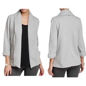 Theory Ashbey Growing Open Front Cardigan Sweater Light Gray